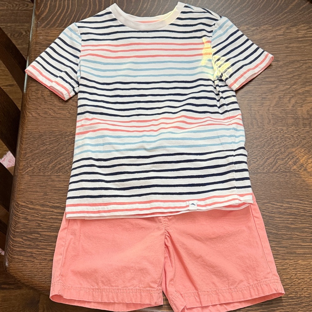 Tommy Bahama Kids Striped Tee and Coral Shorts Set